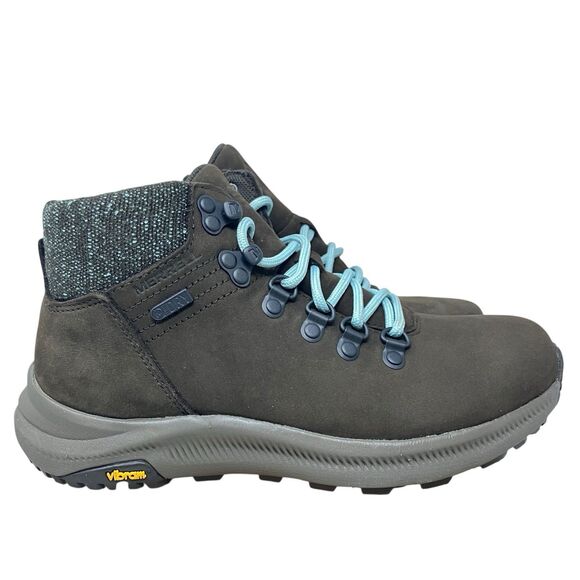 Merrell Trail Boots 5 Brown Ontario Mid WP Hiking Vibram Megagrip Gorpcore - Picture 2 of 12